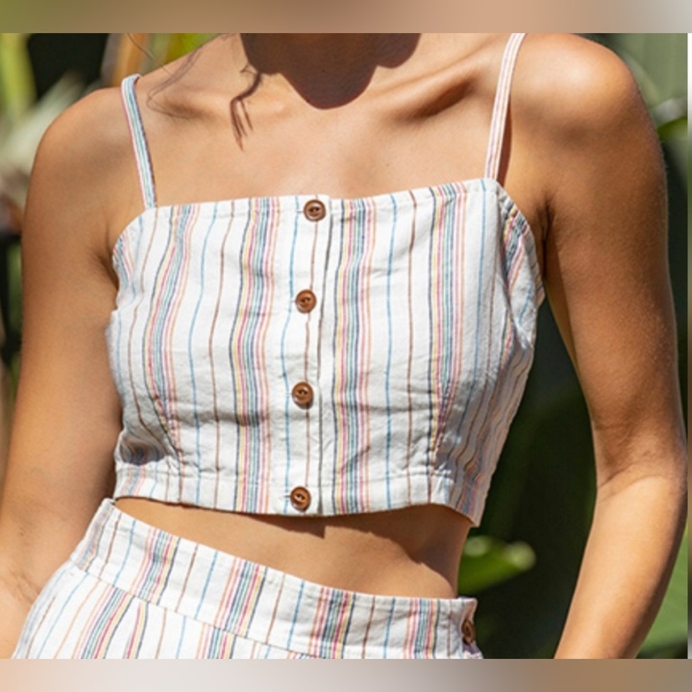 Outerknown Multicolor Striped Linen Eclipse Tank - NWT - Size L
